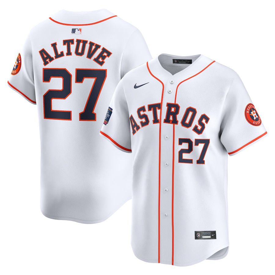 Men Houston Astros #27 Jose Altuve Nike White 2024 MLB World Tour Mexico City Series Home Limited Player Jersey